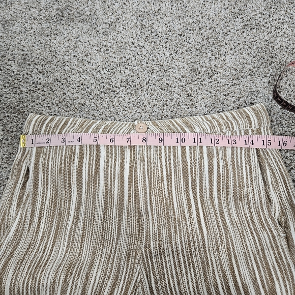 Free People Marta Yarn Dye Trousers White Tan Size 2 100% Cotton - Picture 5 of 13